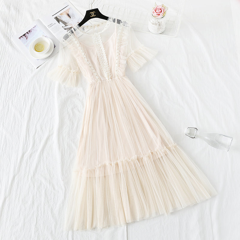 French retro skirt knee length suspender suit  4477