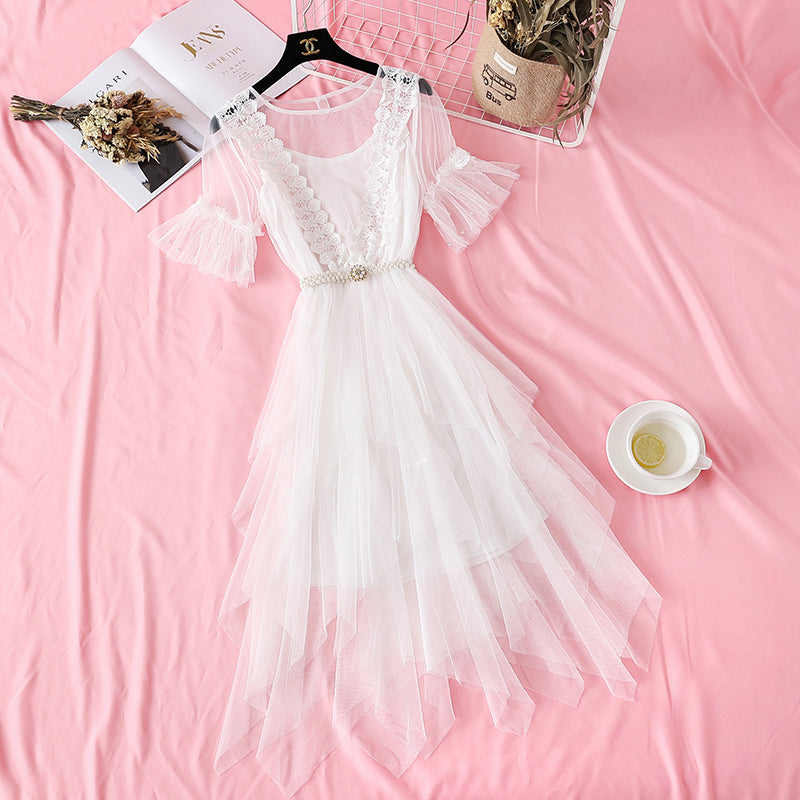 Lace mesh dress Mori sweet cake dress  4361