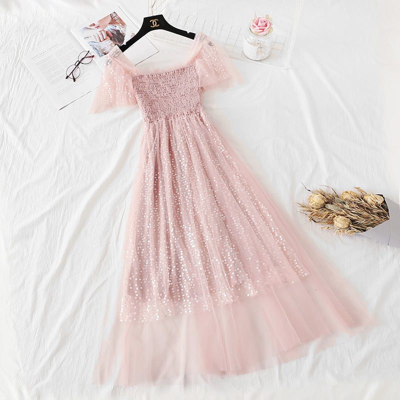 Der lange Rock aus Pailletten-Gaze ​​der französischen Minderheit ist super Xiansen Sweet 4328