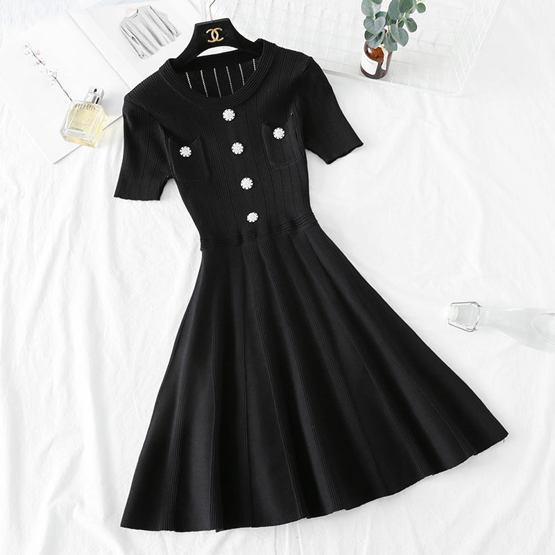 Ice silk knitted dress is a rare Platycodon skirt  4479