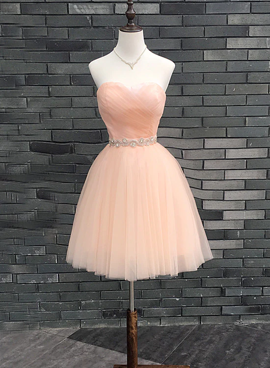 Schönes handgemachtes Pearl Pink Homecoming Dress, Lace-Up Short Prom Dress gh503