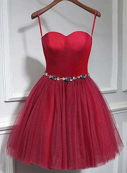 Cute Red Tulle Sweetheart Homecoming Dress, Red Party Dress gh422