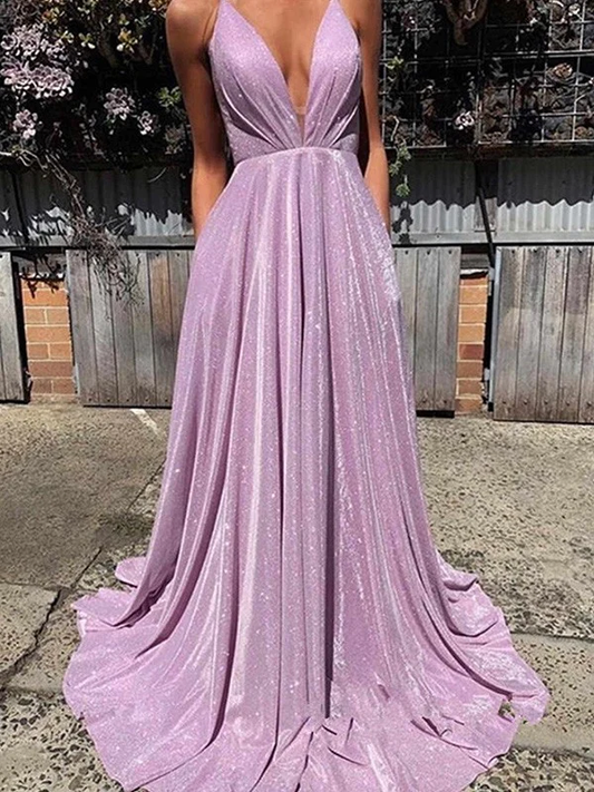A-Line/Elegant V-neck Ruffles Sleeveless Prom Dresses gh1011