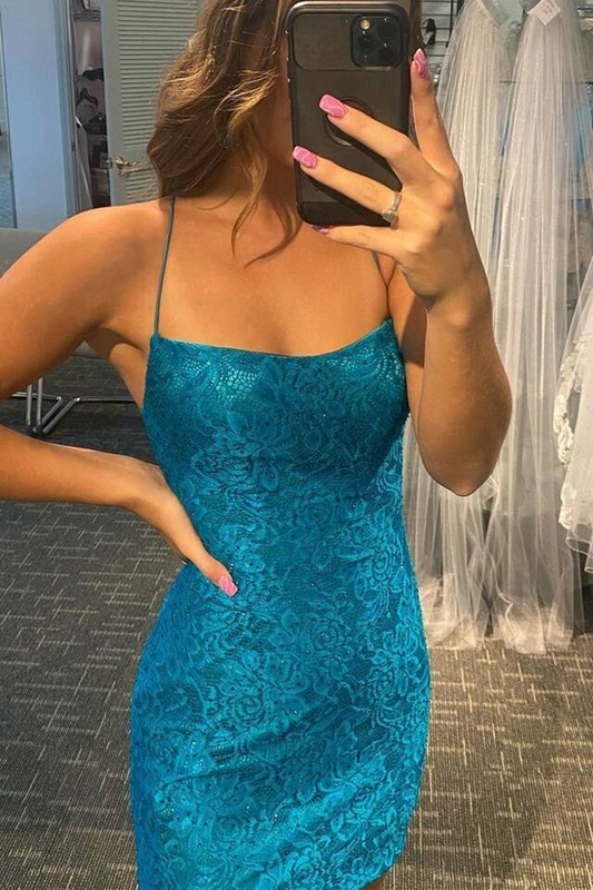Blue Lace Tight Homecoming Dress  gh1190