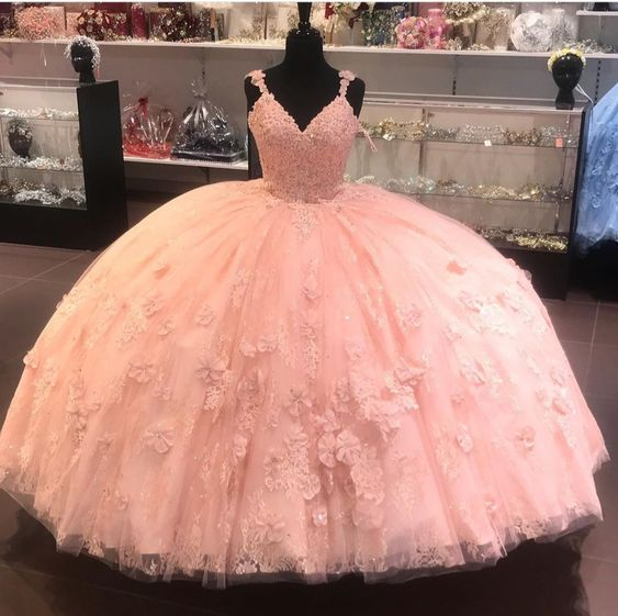 pink long prom dress,ball gown Prom Dresses gh950