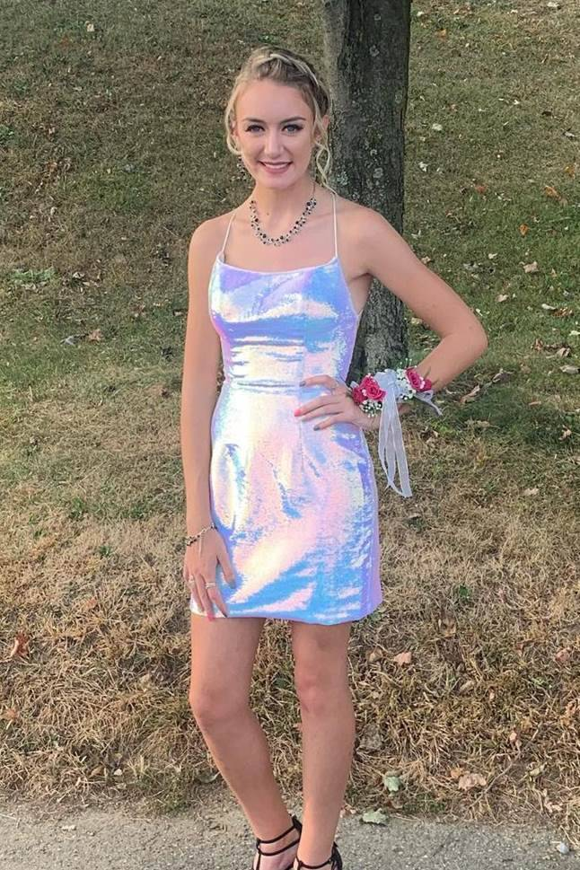 Tight White Sequins Short Homecoming Dress  gh1546