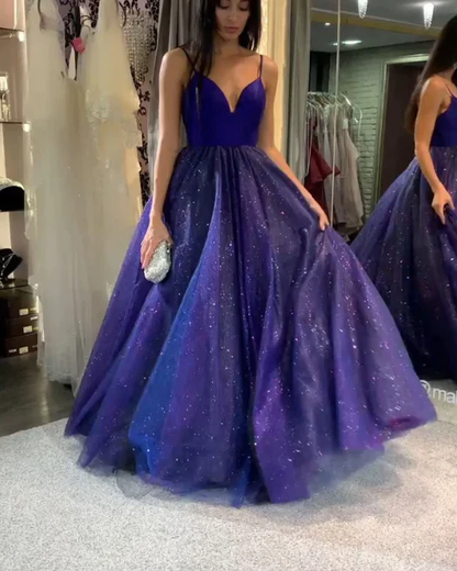 Royal Blue Top Satin Prom Dresses , Prom outfits Long Sparkling Tulle  gh1166
