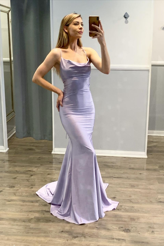 Light Purple Mermaid Spaghetti-Straps Prom Dress gh743