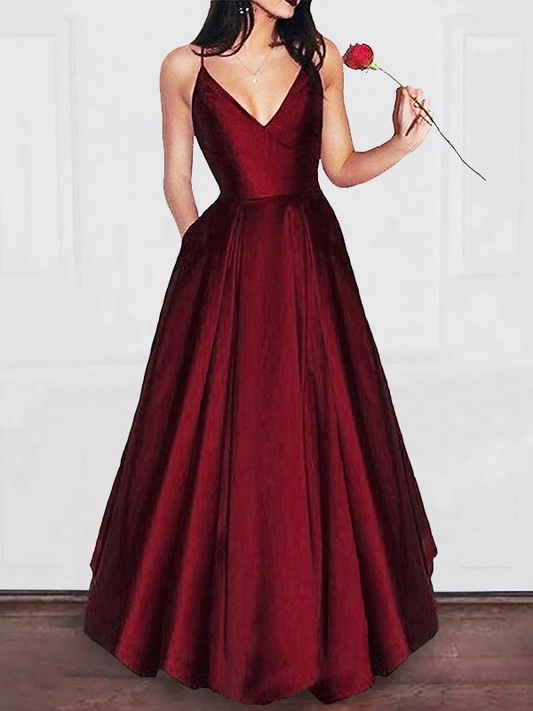 2022 Siren Princess/A-Line Burgundy Satin Prom Dresses gh1164