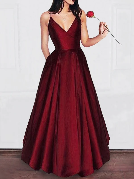 Siren Princess/A-Line Burgundy Satin Prom Dresses gh1164