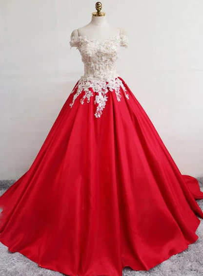 Belle robe de soirée longue à épaules dénudées et à taches rouges avec appliques, robe de soirée gh452