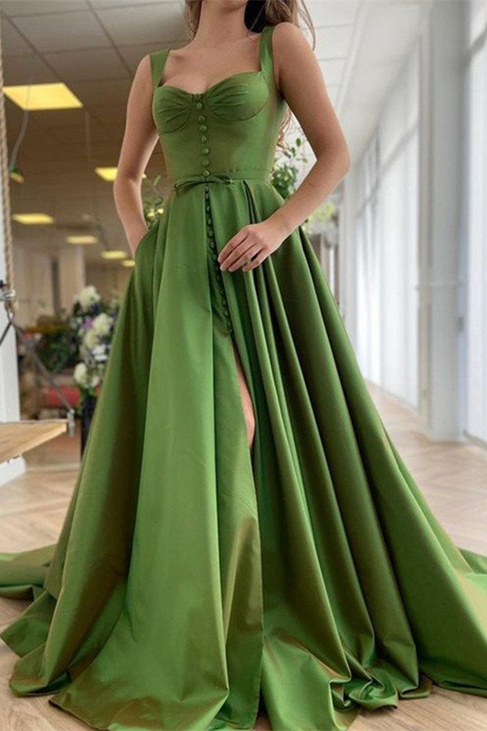 Starps Sleeveless Prom Dress Buttons With Slit gh696