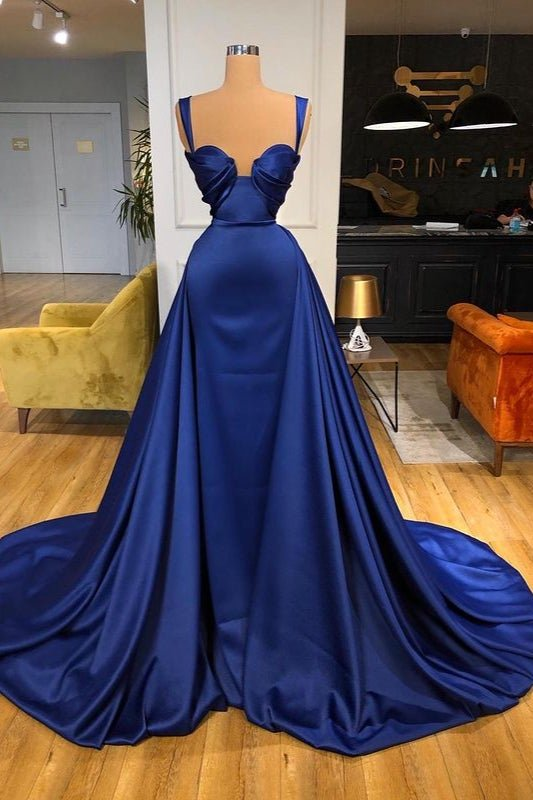 Straps Long Overskirt Prom Dress Royal Blue gh678
