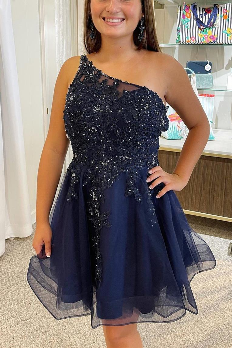 Robe de soirée courte à une épaule couleur lavande gh1492