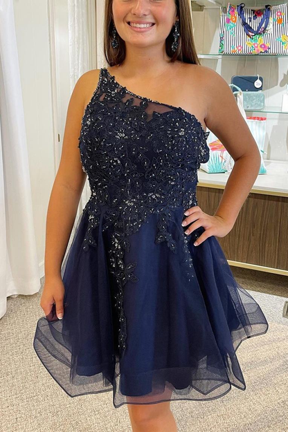 Robe de soirée courte à une épaule couleur lavande gh1492