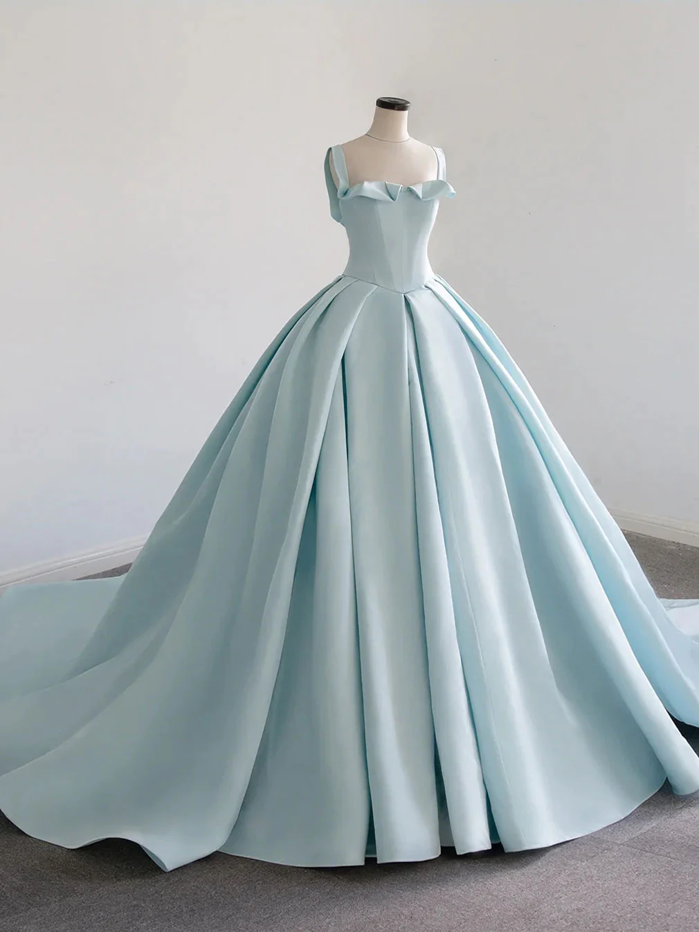 Robe de bal longue en satin bleu, robe bleue Sweet 16 gh984