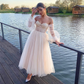 Light Champagne Tulle Wedding Gown,Elegant Vestido,Tulle Homecoming Dresses  gh1674