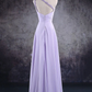 Light Purple One Shoulder Lace Applique Chiffon Party Dress, A-Line Bridesmaid Dress gh112