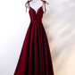 Beautiful Velvet Party Dress, Straps Long Prom Dress gh312