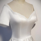 White Simple Beaded Short Sleeves High Low Wedding Party Dress, White Party Dress gh58