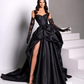 Black Sweetheart Taffeta Slit Prom Dress  gh727