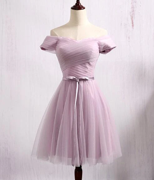 Robe de bal courte en tulle lavande à décolleté en cœur, robe de soirée à vendre gh409