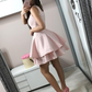 Simple pink round neck short prom dress,Sleeveless homecoming dress gh840