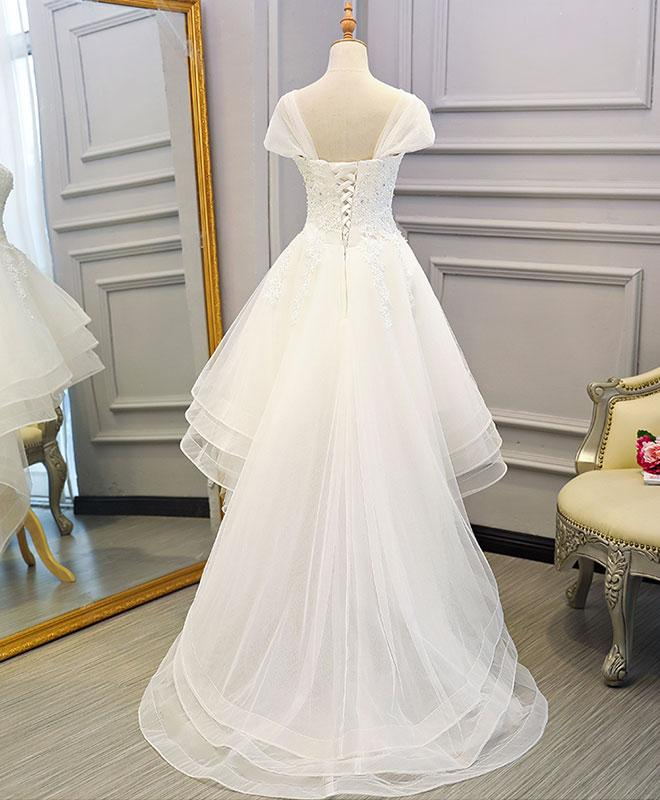 Belle robe de mariée en tulle à manches courtes et couches hautes et basses, robe de bal simple gh514