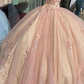 Quinceanera Sweet Tulle Ball Gown 16 Lace Pink Party Flower Sparkly Prom Dress  gh909