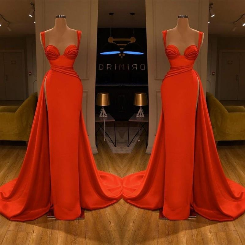 Red Long Slit Prom Dress Mermaid gh707