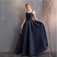 Navy Blue Satin Straps Long Evening Dress Floor Length , Blue Formal Dress Party Dress gh52