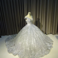 Silver gorgeous shiny elegant long exquisite sequin ball gown wedding dress modern evening dress custom dress gh932
