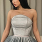 Silver Strapless A-Line Short Prom Dress With Sequins gh658