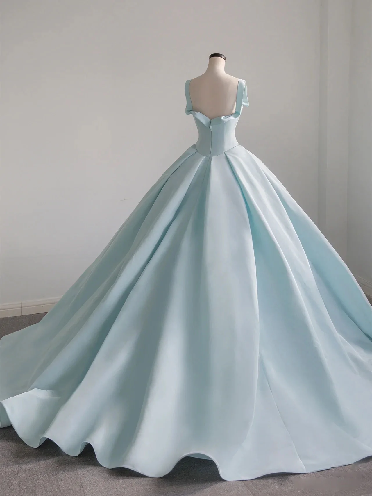Robe de bal longue en satin bleu, robe bleue Sweet 16 gh984