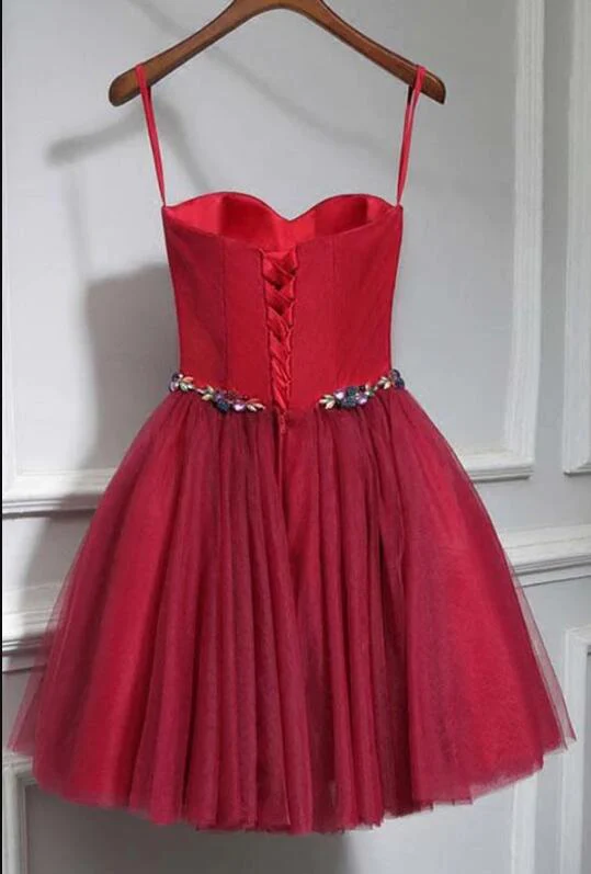 Cute Red Tulle Sweetheart Homecoming Dress, Red Party Dress gh422