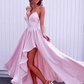 Spaghetti Straps Pink Prom Gown with Irregular Skirt,Prom Dress gh843