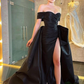 Black Off-the-Shoulder Prom Dress Split gh679