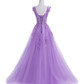 Beautiful Lavender Tulle Long Prom Dress  A-Line Party Dress gh605