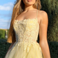 Daffodil Spaghetti-Straps Lace Appliques Mermaid Prom Dress With Split gh731
