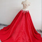 Belle robe de soirée longue à épaules dénudées et à taches rouges avec appliques, robe de soirée gh452