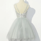 Cute Grey With Lace Round Neckline Party Dress, Women Formal Dresses gh603