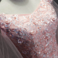 Robe de bal rose à manches courtes en tulle avec dentelle, robes Sweet 16, robes longues de Quinceanera gh77