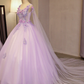 Bezauberndes langes Ballkleid mit Lavendel-Tüll-Blumen, Sweet 16 Gowns gh380