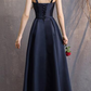 Navy Blue Satin Straps Long Evening Dress Floor Length , Blue Formal Dress Party Dress gh52