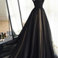Beautiful Black Prom Dresses High Neck Sweep Train Prom Dress, Black Party Dress  gh437