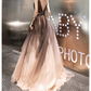 Unique Tulle V-Neckline Straps A-Line Gradient Party Dress, Tulle Long Evening Dress Prom Dress gh88
