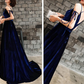 Beautiful Velvet Party Dress, Straps Long Prom Dress gh312