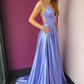 Spaghetti-Straps Split Prom Dress Long gh698