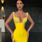 Yellow Sequins Straps Mermaid Prom Dress With Slit gh638