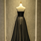 Einfaches schwarzes A-Linien-Partykleid mit langem Tüll und Herzausschnitt, schwarzes Abendkleid gh281